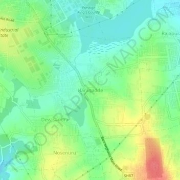 Топографическая карта Haragadde, высота, рельеф