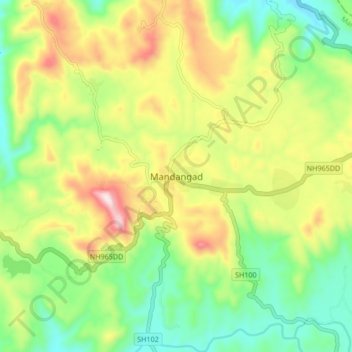 Топографическая карта Mandangad, высота, рельеф