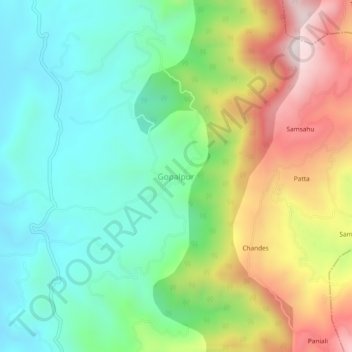 Топографическая карта Gopalpur, высота, рельеф