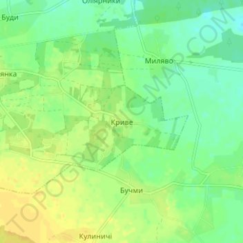 Топографическая карта Кривое, высота, рельеф