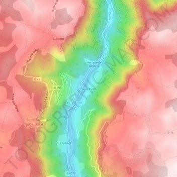 Топографическая карта Saint-Prejet, высота, рельеф