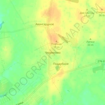 Топографическая карта Черёмхово, высота, рельеф