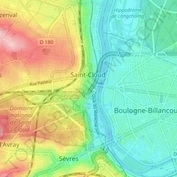 Топографическая карта Les Bureaux de la Colline, высота, рельеф