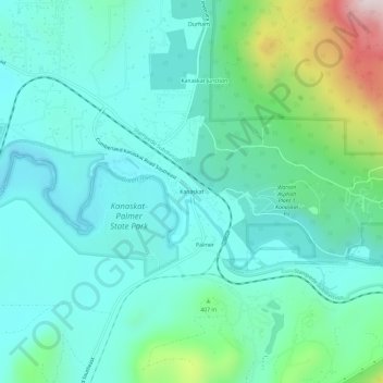 Топографическая карта Kanaskat, высота, рельеф