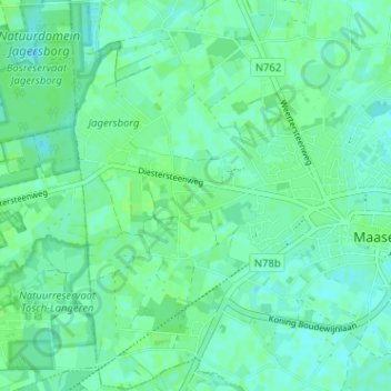 Топографическая карта Maaseik, высота, рельеф