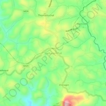 Топографическая карта Vaduvanchal, высота, рельеф