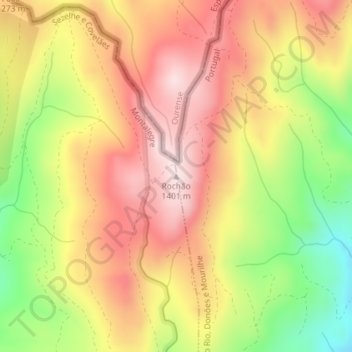 Топографическая карта Rochão, высота, рельеф