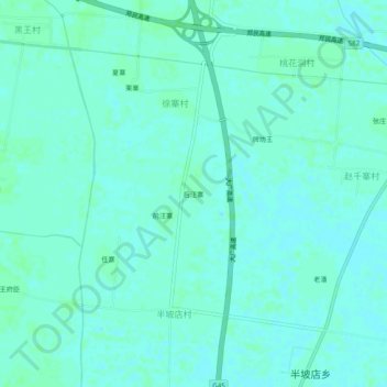 Топографическая карта 后汪寨, высота, рельеф