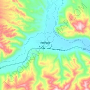 Топографическая карта 乌鲁克恰提乡, высота, рельеф