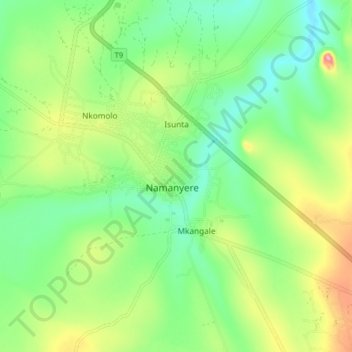 Топографическая карта Namanyere, высота, рельеф