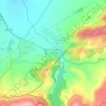Топографическая карта El M'dig, высота, рельеф