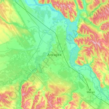 Топографическая карта Ангарск, высота, рельеф
