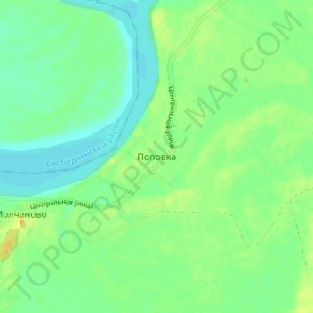 Топографическая карта Поповка, высота, рельеф
