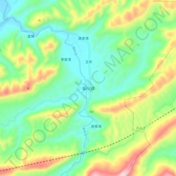 Топографическая карта 阜川镇, высота, рельеф
