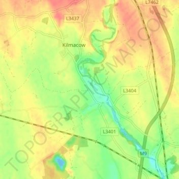 Топографическая карта Kilmacow, высота, рельеф