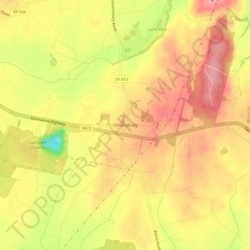 Топографическая карта Stevensburg, высота, рельеф