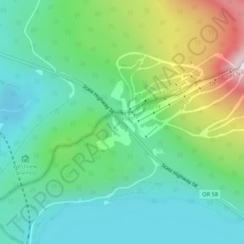Топографическая карта Willamette Pass, высота, рельеф