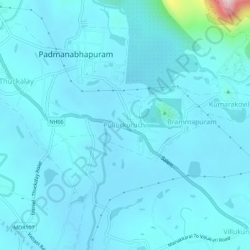 Топографическая карта Puliurkuruchi, высота, рельеф