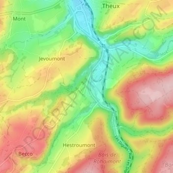 Топографическая карта Spixhe, высота, рельеф