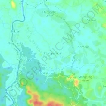 Топографическая карта Champanagar, высота, рельеф