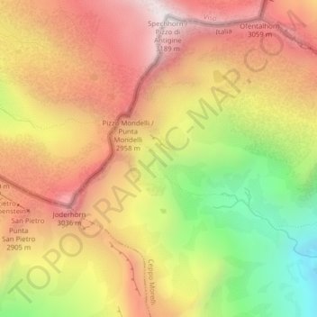 Топографическая карта Alpi Occidentali, высота, рельеф