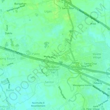 Топографическая карта Tikay, высота, рельеф