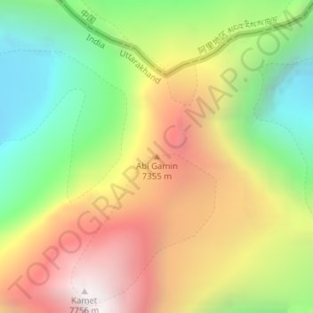 Топографическая карта Abi Gamin, высота, рельеф