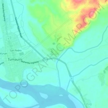 Топографическая карта Arcon, высота, рельеф