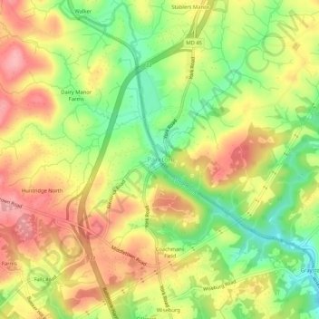 Топографическая карта Parkton, высота, рельеф