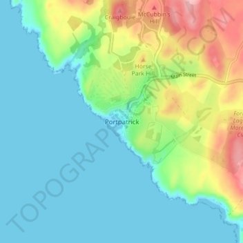 Топографическая карта Portpatrick, высота, рельеф