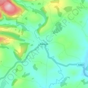 Топографическая карта Beulah, высота, рельеф