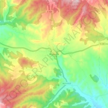Топографическая карта Benabarre, высота, рельеф