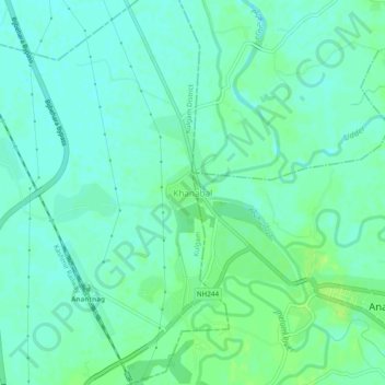 Топографическая карта Khanabal, высота, рельеф