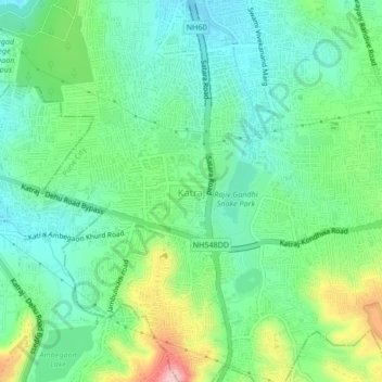 Топографическая карта Katraj, высота, рельеф