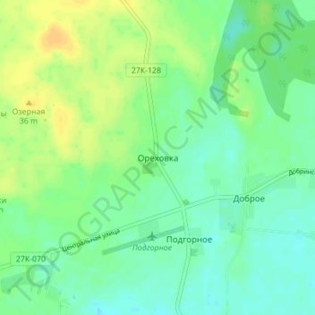 Топографическая карта Ореховка, высота, рельеф
