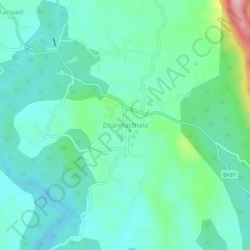 Топографическая карта Dharmasthala, высота, рельеф