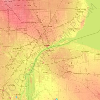 Топографическая карта Windsor, высота, рельеф