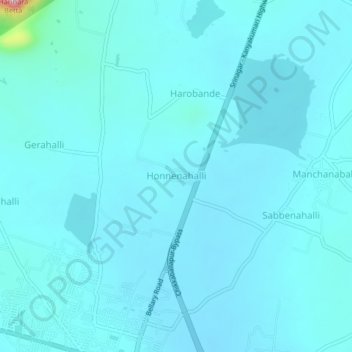 Топографическая карта Honnenahalli, высота, рельеф