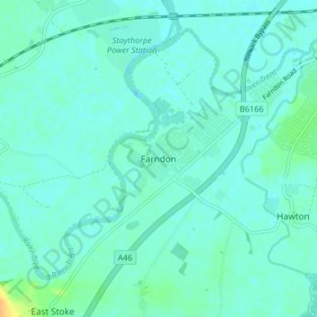 Топографическая карта Farndon, высота, рельеф