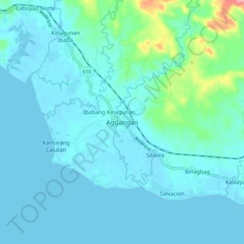 Топографическая карта Agdangan, высота, рельеф