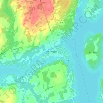 Топографическая карта Bobcaygeon, высота, рельеф