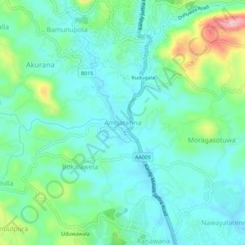 Топографическая карта Ambatenna, высота, рельеф