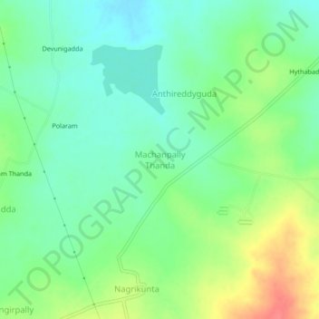 Топографическая карта Machanpally Thanda, высота, рельеф