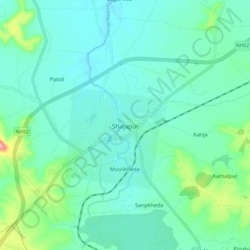 Топографическая карта Shajapur, высота, рельеф