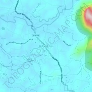 Топографическая карта Kalladikode, высота, рельеф