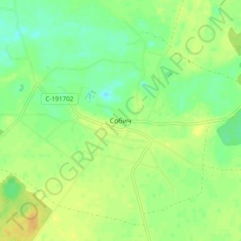 Топографическая карта Собич, высота, рельеф