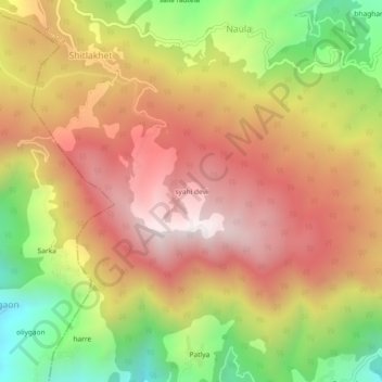 Топографическая карта syahi devi, высота, рельеф