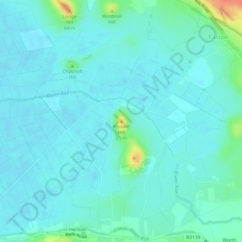 Топографическая карта Knowle Hill, высота, рельеф