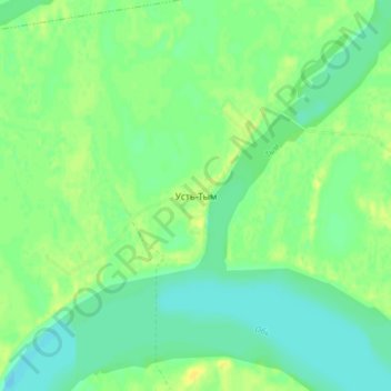 Топографическая карта Усть-Тым, высота, рельеф