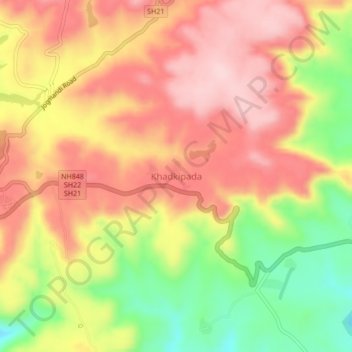 Топографическая карта Khadkipada, высота, рельеф